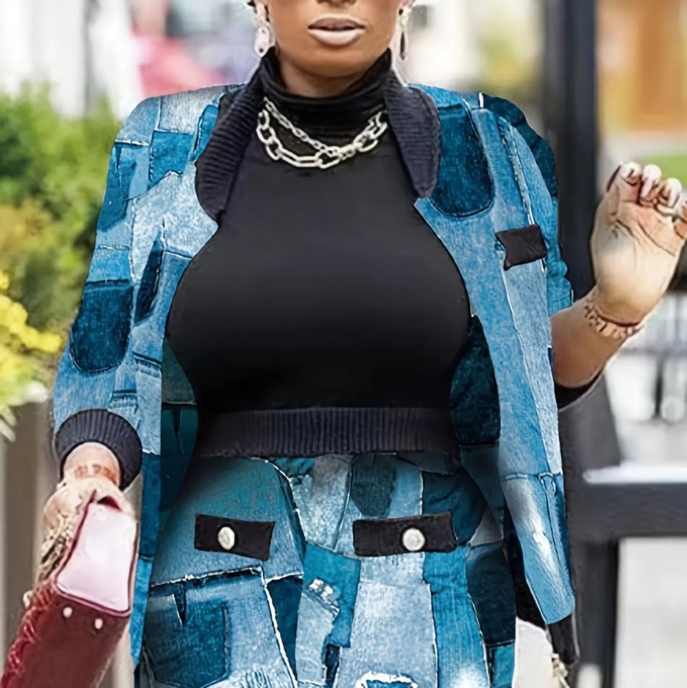 Plus Size Demin Dress Set
